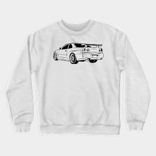 gtr r34 Line Art JDM 90s japanese retro car Crewneck Sweatshirt